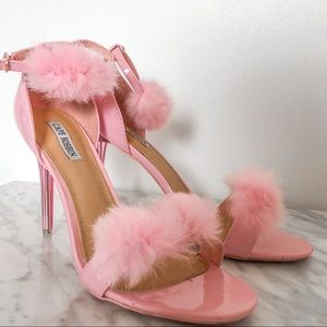 Pink Fluffy Pom Pom Heels